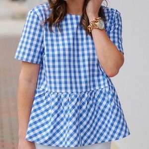 Blue/White Gingham Shirt with Bows